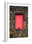 Portugal, Azores, Pico Island, Madalena. Red doors on barn-Walter Bibikow-Framed Photographic Print