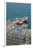 Portugal, Cascais, Lobster Traps and Fishing Boat in Harbor-Jim Engelbrecht-Framed Photographic Print