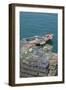 Portugal, Cascais, Lobster Traps and Fishing Boat in Harbor-Jim Engelbrecht-Framed Photographic Print