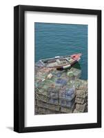 Portugal, Cascais, Lobster Traps and Fishing Boat in Harbor-Jim Engelbrecht-Framed Photographic Print