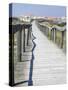 Portugal, Costa Nova. Beach and board walk at Costa Nova beach resort near Aveiro.-Julie Eggers-Stretched Canvas