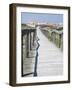 Portugal, Costa Nova. Beach and board walk at Costa Nova beach resort near Aveiro.-Julie Eggers-Framed Photographic Print