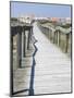 Portugal, Costa Nova. Beach and board walk at Costa Nova beach resort near Aveiro.-Julie Eggers-Mounted Photographic Print