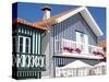 Portugal, Costa Nova. Colorful houses Palheiros striped homes-Terry Eggers-Stretched Canvas