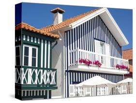 Portugal, Costa Nova. Colorful houses Palheiros striped homes-Terry Eggers-Stretched Canvas
