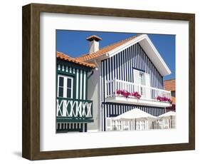 Portugal, Costa Nova. Colorful houses Palheiros striped homes-Terry Eggers-Framed Photographic Print