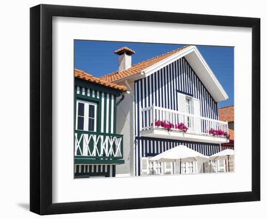 Portugal, Costa Nova. Colorful houses Palheiros striped homes-Terry Eggers-Framed Photographic Print