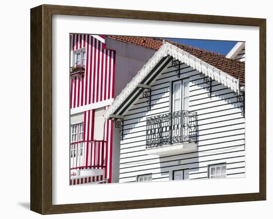 Portugal, Costa Nova. Colorful houses Palheiros striped homes-Terry Eggers-Framed Photographic Print