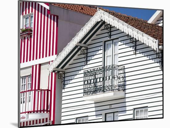 Portugal, Costa Nova. Colorful houses Palheiros striped homes-Terry Eggers-Mounted Photographic Print