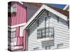 Portugal, Costa Nova. Colorful houses Palheiros striped homes-Terry Eggers-Stretched Canvas