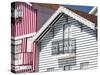 Portugal, Costa Nova. Colorful houses Palheiros striped homes-Terry Eggers-Stretched Canvas