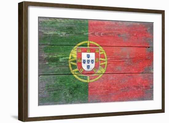 Portugal Country Flag - Barnwood Painting-Lantern Press-Framed Art Print