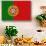 Portugal Country Flag - Letterpress-Lantern Press-Stretched Canvas displayed on a wall