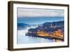 Portugal, Douro Litoral, Porto. Dusk in the UNESCO listed Ribeira district of Porto.-Nick Ledger-Framed Photographic Print