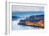 Portugal, Douro Litoral, Porto. Dusk in the UNESCO listed Ribeira district of Porto.-Nick Ledger-Framed Photographic Print