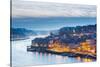 Portugal, Douro Litoral, Porto. Dusk in the UNESCO listed Ribeira district of Porto.-Nick Ledger-Stretched Canvas