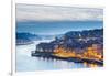 Portugal, Douro Litoral, Porto. Dusk in the UNESCO listed Ribeira district of Porto.-Nick Ledger-Framed Photographic Print