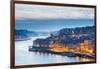 Portugal, Douro Litoral, Porto. Dusk in the UNESCO listed Ribeira district of Porto.-Nick Ledger-Framed Photographic Print