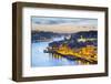 Portugal, Douro Litoral, Porto. Dusk in the UNESCO listed Ribeira district, viewed from Dom Luis I -Nick Ledger-Framed Photographic Print