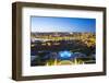 Portugal, Douro Litoral, Porto. Dusk view towards the old town of Porto and the Ribeira district fr-Nick Ledger-Framed Photographic Print