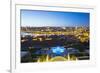 Portugal, Douro Litoral, Porto. Dusk view towards the old town of Porto and the Ribeira district fr-Nick Ledger-Framed Photographic Print