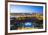 Portugal, Douro Litoral, Porto. Dusk view towards the old town of Porto and the Ribeira district fr-Nick Ledger-Framed Photographic Print