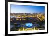 Portugal, Douro Litoral, Porto. Dusk view towards the old town of Porto and the Ribeira district fr-Nick Ledger-Framed Photographic Print