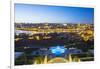 Portugal, Douro Litoral, Porto. Dusk view towards the old town of Porto and the Ribeira district fr-Nick Ledger-Framed Photographic Print