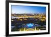 Portugal, Douro Litoral, Porto. Dusk view towards the old town of Porto and the Ribeira district fr-Nick Ledger-Framed Photographic Print