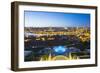 Portugal, Douro Litoral, Porto. Dusk view towards the old town of Porto and the Ribeira district fr-Nick Ledger-Framed Photographic Print