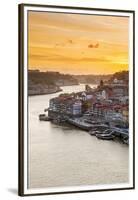 Portugal, Douro Litoral, Porto. Sunset over the UNESCO listed Ribeira district, viewed from Dom Lui-Nick Ledger-Framed Premium Photographic Print