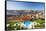 Portugal, Douro Litoral, Porto. The view towards the old town of Porto and the Ribeira district fro-Nick Ledger-Framed Stretched Canvas