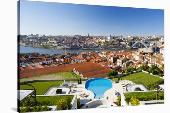 Portugal, Douro Litoral, Porto. The view towards the old town of Porto and the Ribeira district fro-Nick Ledger-Stretched Canvas