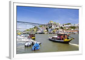 Portugal, Douro Litoral, Porto. Tourists boats on Douro River in the UNESCO listed Ribeira district-Nick Ledger-Framed Photographic Print