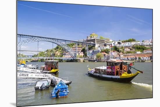 Portugal, Douro Litoral, Porto. Tourists boats on Douro River in the UNESCO listed Ribeira district-Nick Ledger-Mounted Photographic Print