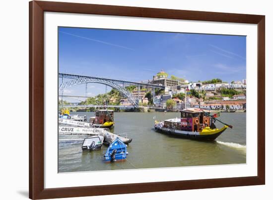 Portugal, Douro Litoral, Porto. Tourists boats on Douro River in the UNESCO listed Ribeira district-Nick Ledger-Framed Photographic Print