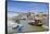 Portugal, Douro Litoral, Porto. Tourists boats on Douro River in the UNESCO listed Ribeira district-Nick Ledger-Framed Stretched Canvas