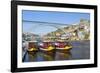 Portugal, Douro Litoral, Porto. Tourists boats on Douro River in the UNESCO listed Ribeira district-Nick Ledger-Framed Photographic Print