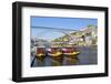 Portugal, Douro Litoral, Porto. Tourists boats on Douro River in the UNESCO listed Ribeira district-Nick Ledger-Framed Photographic Print