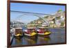 Portugal, Douro Litoral, Porto. Tourists boats on Douro River in the UNESCO listed Ribeira district-Nick Ledger-Framed Photographic Print