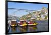 Portugal, Douro Litoral, Porto. Tourists boats on Douro River in the UNESCO listed Ribeira district-Nick Ledger-Framed Photographic Print