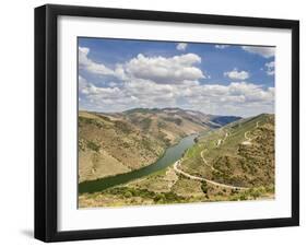 Portugal, Douro Valley. Douro River in the Portugal wine region and vineyards on hills-Julie Eggers-Framed Photographic Print