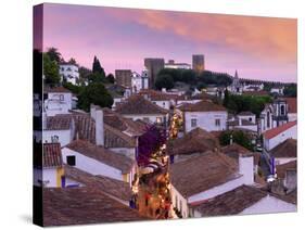 Portugal, Estramadura,Obidos, Overview of 12th Century Town at Dusk-Shaun Egan-Stretched Canvas