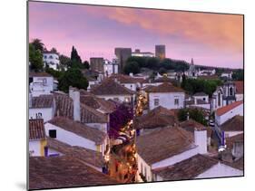 Portugal, Estramadura,Obidos, Overview of 12th Century Town at Dusk-Shaun Egan-Mounted Photographic Print