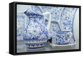 Portugal, Evora, Hand Painted Ceramic Dishes for Sale-Jim Engelbrecht-Framed Stretched Canvas