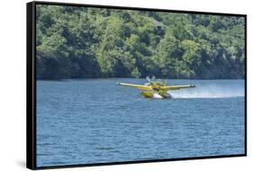 Portugal, Firefighting Water Aircraft on Douro River-Jim Engelbrecht-Framed Stretched Canvas