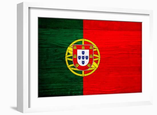 Portugal Flag Design with Wood Patterning - Flags of the World Series-Philippe Hugonnard-Framed Premium Giclee Print