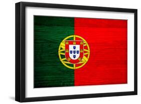 Portugal Flag Design with Wood Patterning - Flags of the World Series-Philippe Hugonnard-Framed Art Print