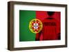 Portugal Football Player Holding Ball against Portugal National Flag-Wavebreak Media Ltd-Framed Photographic Print