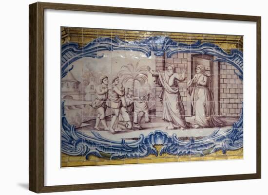 Portugal, Lisbon, Belem, Hieronymite Monastery, Refectory, Ceramic Tiles (Azulejo), Detail-Samuel Magal-Framed Photographic Print